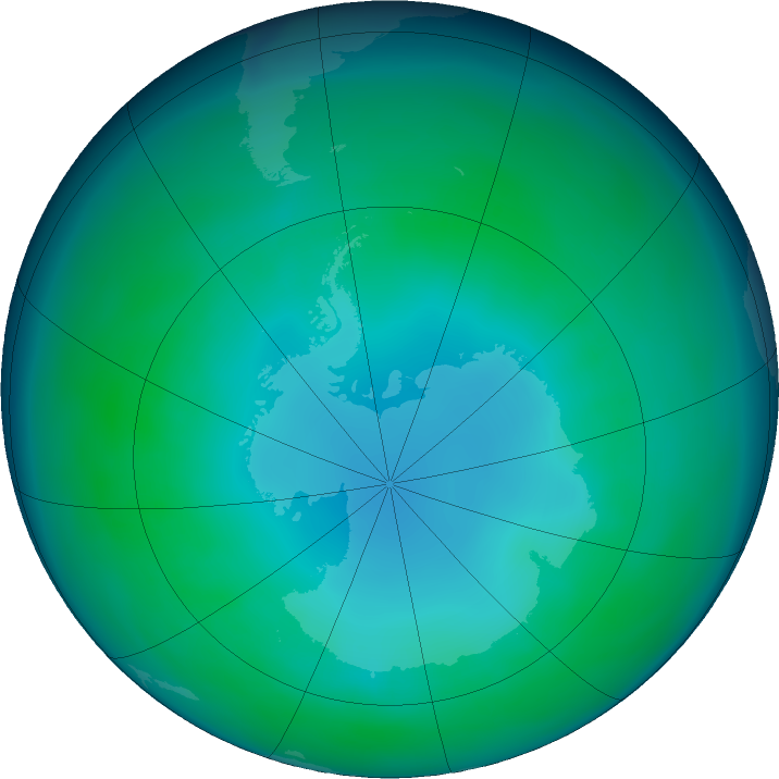 Antarctic ozone map for May 2019